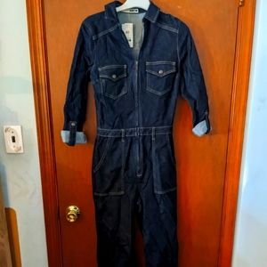 Topshop Fitted Denim Boiler Jumpsuit